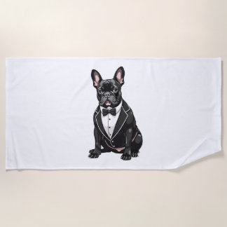 Serviette De Plage Chien de taureaux français à Tuxedo