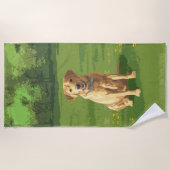 Serviette De Plage Chien de trieur du Labrador jaune (Devant)