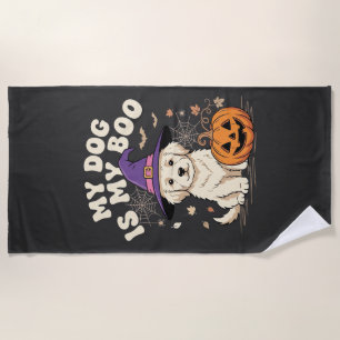 Serviette De Plage Chien d'Halloween Mon chien est mon amour