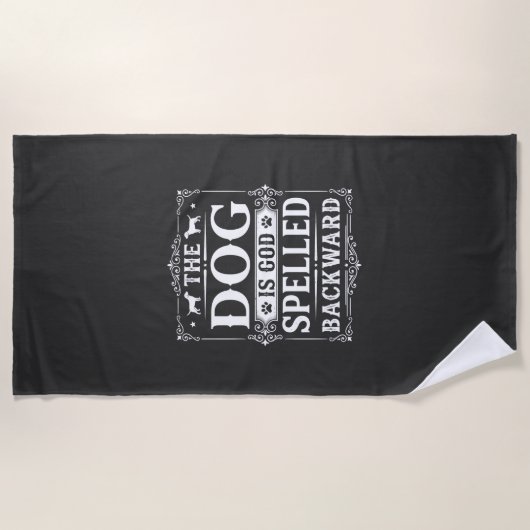 Serviette De Plage Chien Drôle Dieu Écrit À L'Envers (Devant)
