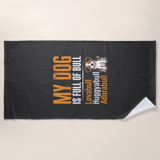 Serviette De Plage Chien drôle plein de taureau design (Devant)