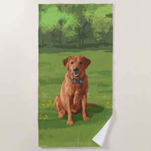 Serviette De Plage Chien du Labrador jaune rouge renard