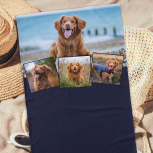 Serviette De Plage Chien élégant Personnalisé Animaux 4 Photo Collage