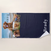 Serviette De Plage Chien élégant Personnalisé Animaux 4 Photo Collage (Devant)