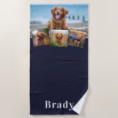 Serviette De Plage Chien élégant Personnalisé Animaux 4 Photo Collage (Devant)