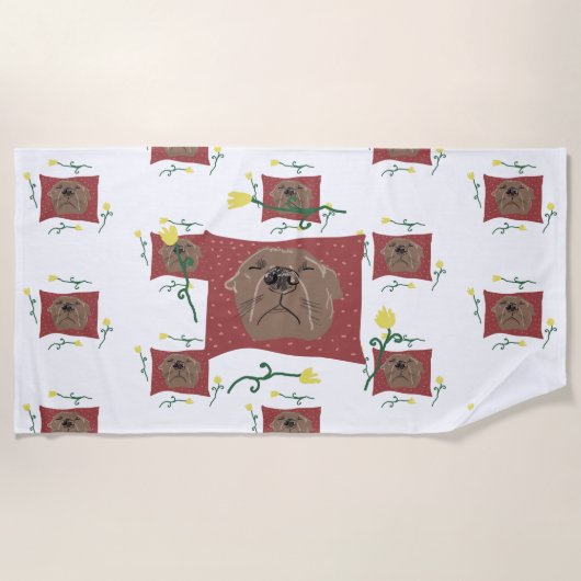 Serviette De Plage Chien endormi (Devant)