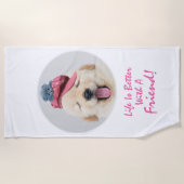 Serviette De Plage Chien et chat mignon Personnaliser (Devant)