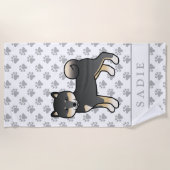 Serviette De Plage Chien et nom de dessin animé Black and Tan Shiba I (Devant)