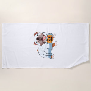 Serviette De Plage Chien fantôme Bulldog Halloween