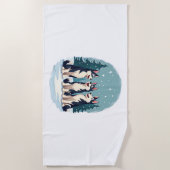 Serviette De Plage Chien Husky Christmas Choir (Devant)