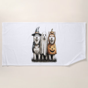 Serviette De Plage Chien Husky Sibérien Fantôme d'Halloween