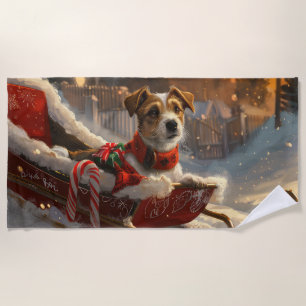 Serviette De Plage Chien Jack Russell Noël Festif