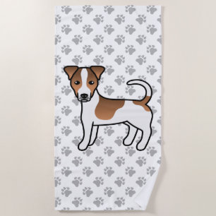 Serviette De Plage Chien Jack Russell Terrier à poil lisse blanc et f