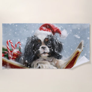 Serviette De Plage Chien Japonais Chin Noël Fête