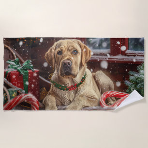 Serviette De Plage Chien Labrador Noël Festif