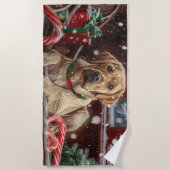 Serviette De Plage Chien Labrador Noël Festif (Devant)