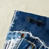 Serviette De Plage Chien Patchwork Art Denim (En situation)