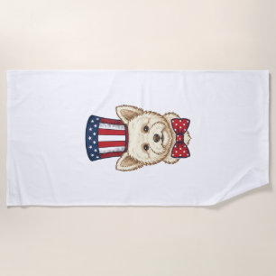 Serviette De Plage Chien patriotique chapeau haut de forme vintage ve
