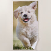 Serviette De Plage Chien photo personnalisé avec chiot mou (Devant)