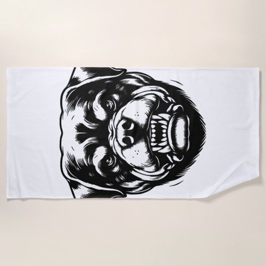 Serviette De Plage Chien Rottweiler (Devant)