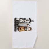 Serviette De Plage Chien sibérien Husky Ghost d'Halloween (Devant)