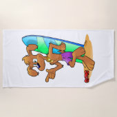 Serviette De Plage Chien surfeur (Devant)