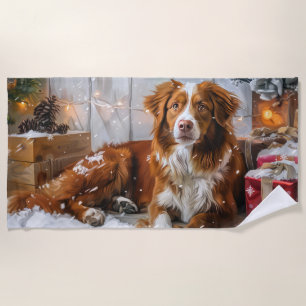 Serviette De Plage Chien Toller de Nouvelle-Écosse Fête de Noël