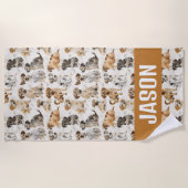 Serviette De Plage Chiens au look adorable aquarelle (Devant)