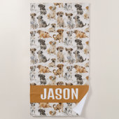 Serviette De Plage Chiens au look adorable aquarelle (Devant)