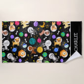 Serviette De Plage Chiens de l'espace Aquarelle Astronaut Chiots (Devant)