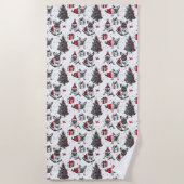 Serviette De Plage Chiens de Noël dans le dessin de style livre d'art (Devant)
