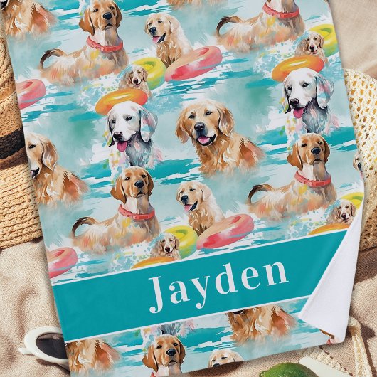 Serviette De Plage Chiens d'été Personnalisé Motif coloré