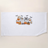 Serviette De Plage Chiens en costumes fantômes Halloween T-shirt clas (Devant)