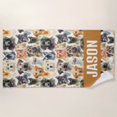 Serviette De Plage Chiens et chats d'aquarelle mignons (Devant)