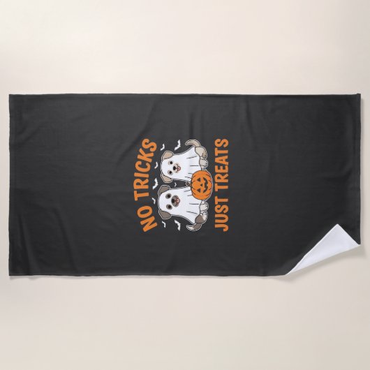 Serviette De Plage Chiens fantômes d'Halloween Pas de farces juste de (Devant)