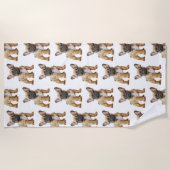 Serviette De Plage Chiens français blanc crème (Devant)