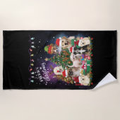 Serviette De Plage Chiens Joyeux Noël Lumière (Devant)