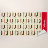 Serviette De Plage Chiens longs - Dachshunds Jaune et Rouge (Devant)