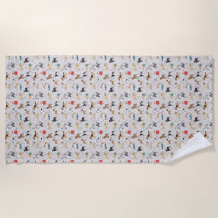 Serviette De Plage Chiens mignons Design Motif Blanc
