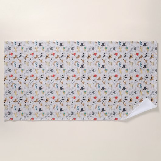Serviette De Plage Chiens mignons Design Motif Blanc (Devant)