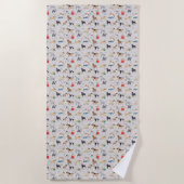Serviette De Plage Chiens mignons Design Motif Blanc (Devant)