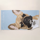 Serviette De Plage Chiffre de taureau français | Cute Frenchie (Devant)