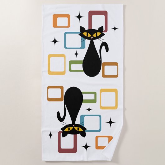 Serviette De Plage Chiffre noir du milieu du siècle (Devant)