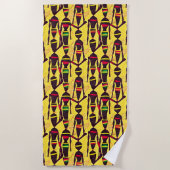 Serviette De Plage Chiffres Abstraits Africains Rouge Jaune Vert (Devant)