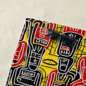 Serviette De Plage Chiffres Abstraits rouges jaunes (En situation)