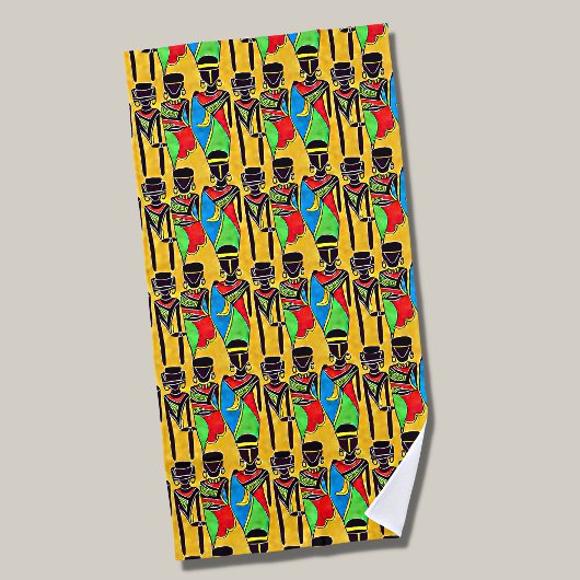 Serviette De Plage Chiffres d'Afrique Abstraite sur Jaune 2