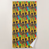Serviette De Plage Chiffres d'Afrique Abstraite sur Jaune 2 (Devant)