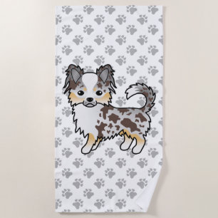 Serviette De Plage Chihuahua au pelage long et merle chocolat & patte