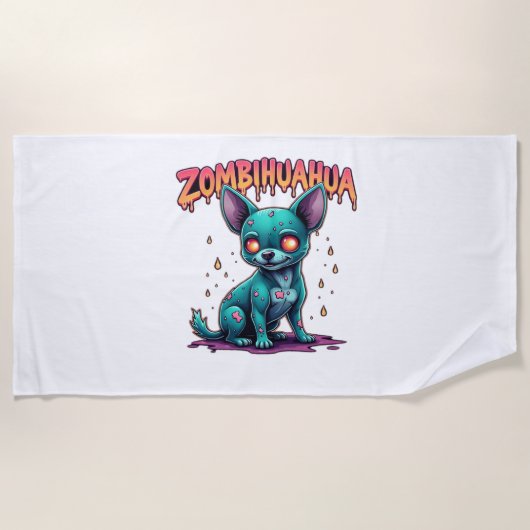 Serviette De Plage Chihuahua Chi Chichi Chiwawa Zombie Chien Hallowee (Devant)