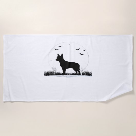 Serviette De Plage Chihuahua Chien - Halloween Moon Silhouette Classi (Devant)